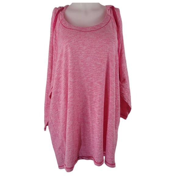 Danskin Now Heathered Pink Lightweight Hooded Athletic Top 4X - Picture 1 of 5
